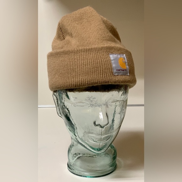 Adult Unisex One Size 100% Acrylic Cuffed CARHARTT Watch Cap Beige Tan Beanie - Picture 6 of 9